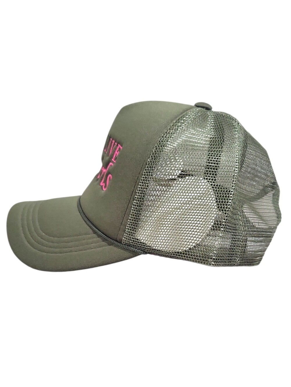 Long Live Cowgirls Army Green Embroidered Foam Adjustable Trucker Hat One Size - Picture 3 of 8